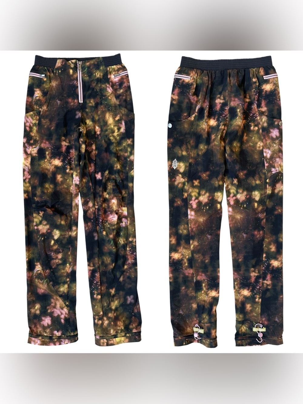 Free People Movement Galaxy Nature Print Low Rise Cinch Ankle Nylon Pants XS